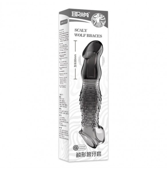 PLEASE ME - Scale-shaped Penis Sleeve (Transparent Black)